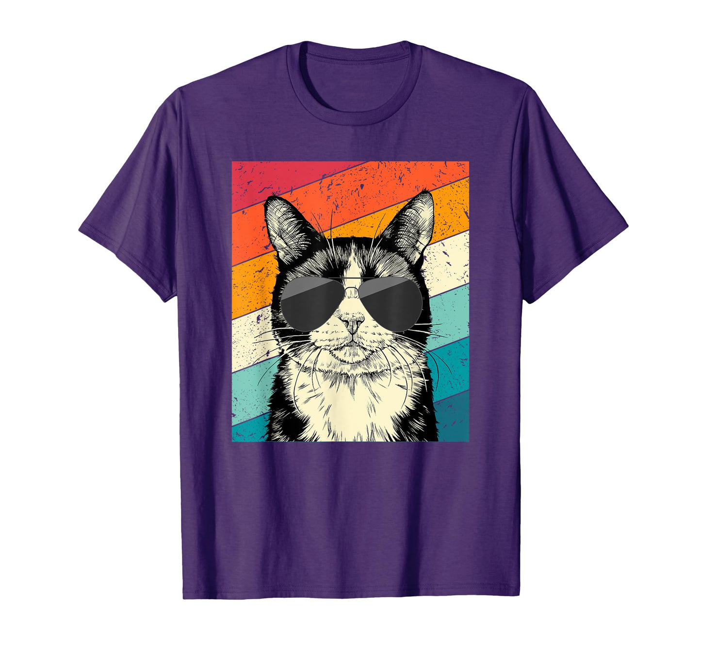 Retro Vintage Tuxedo Cat with Sunglasses Cat Lovers T-Shirt for Men Women Kids