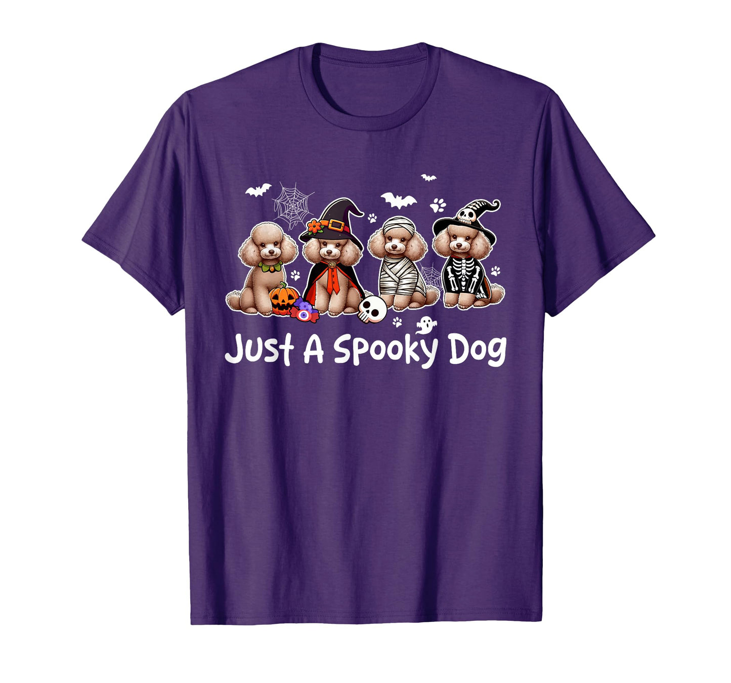 Just A Spooky Halloween Dog Group Poodles As Witch Mummy T-Shirt