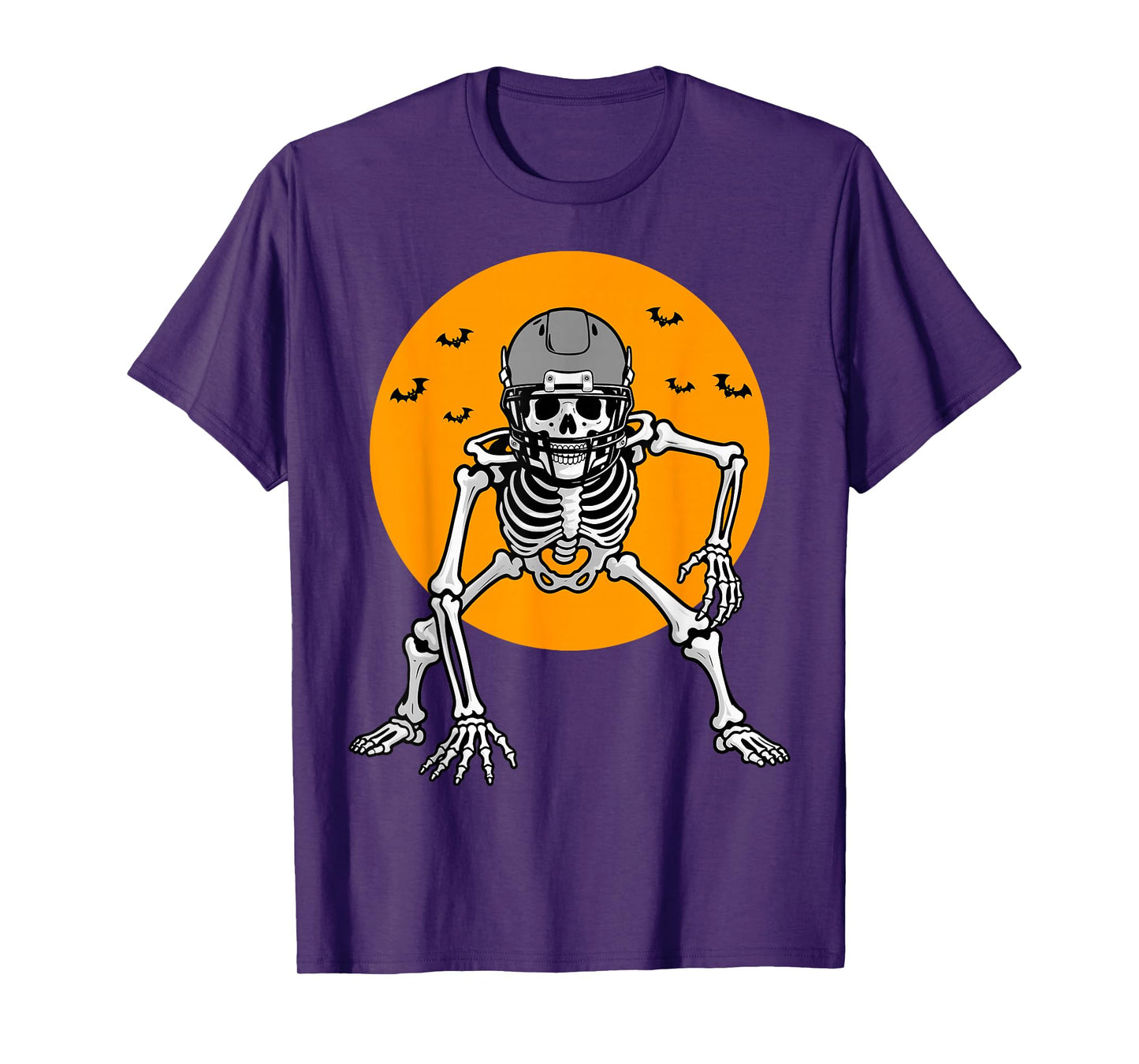 Football Skeleton Line Backer Spooky Face Off Halloween T-Shirt