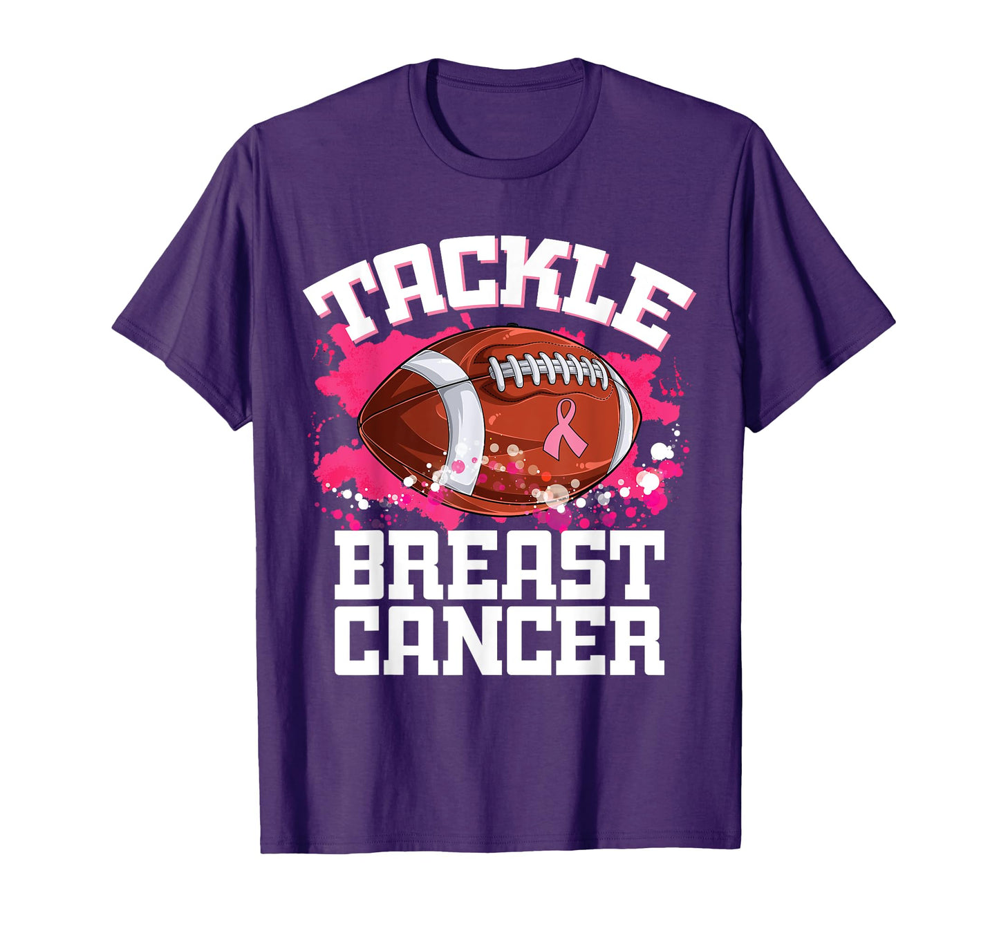Tackle Football Ribbon Breast Cancer Awareness Boys Kid T-Shirt
