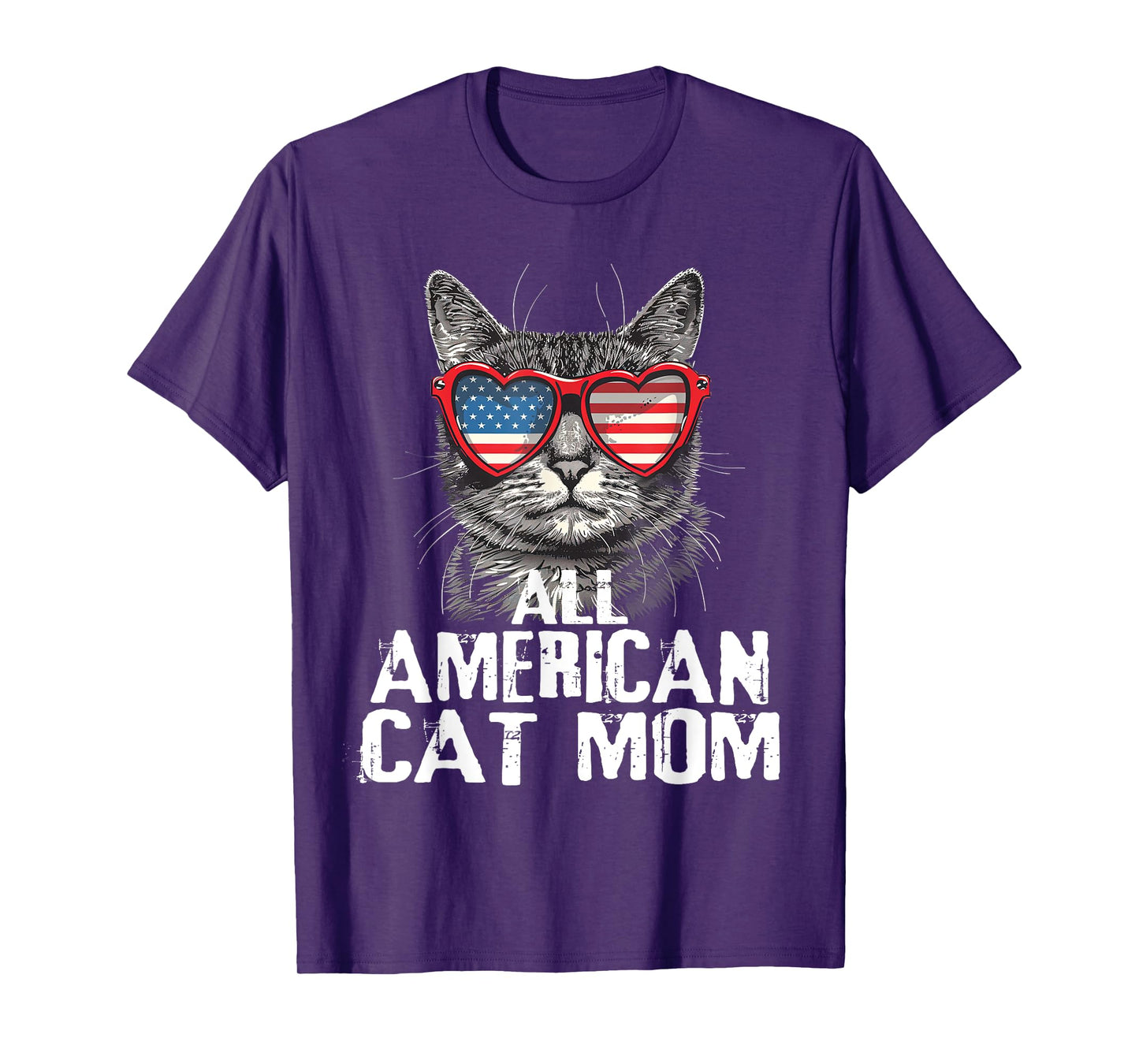 All American Cat Mom 4th Of July Patriotic Women Teen Girls T-Shirt