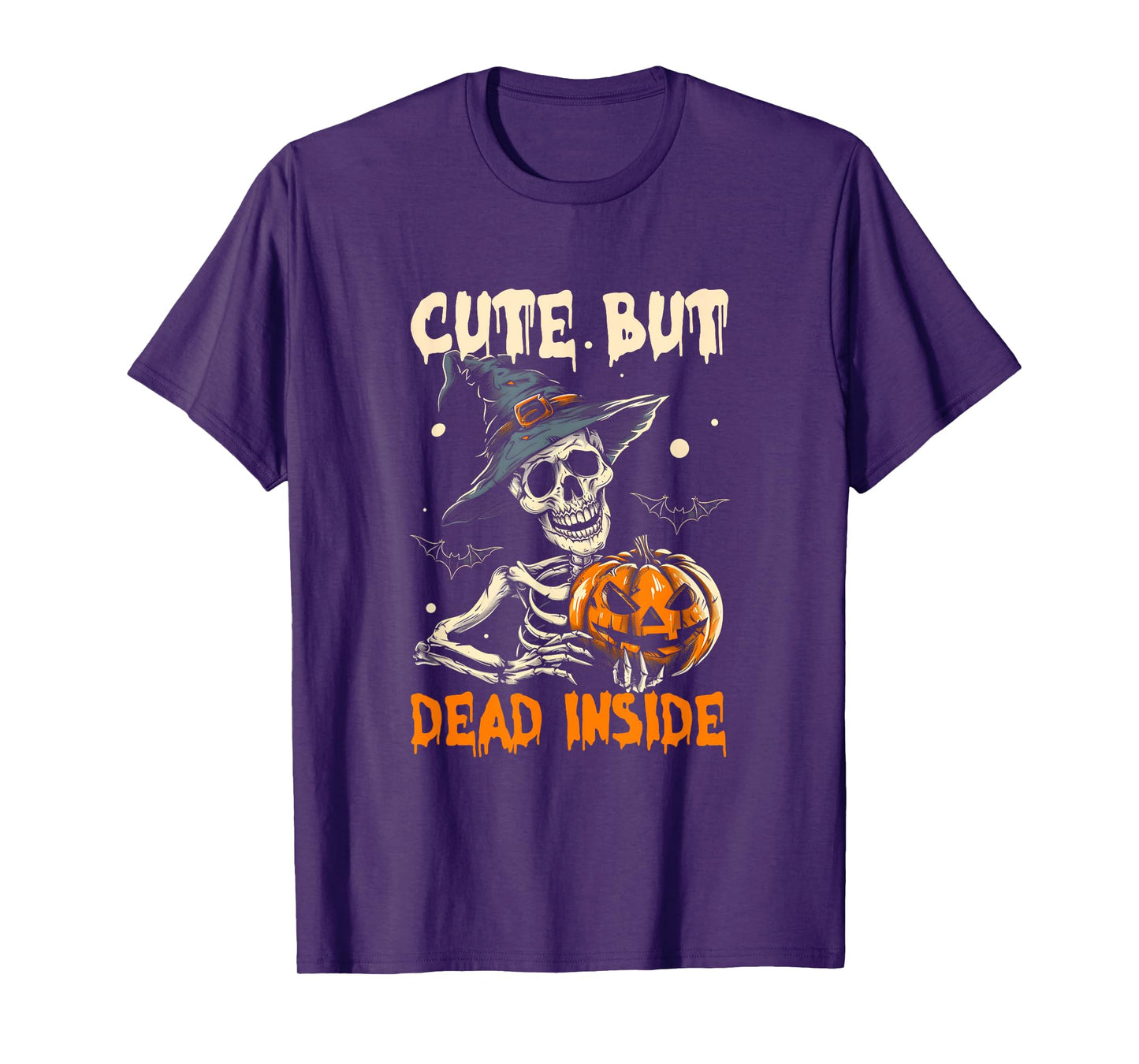 Cute But Dead-Inside Spooky Skeleton Halloween Design Bats T-Shirt
