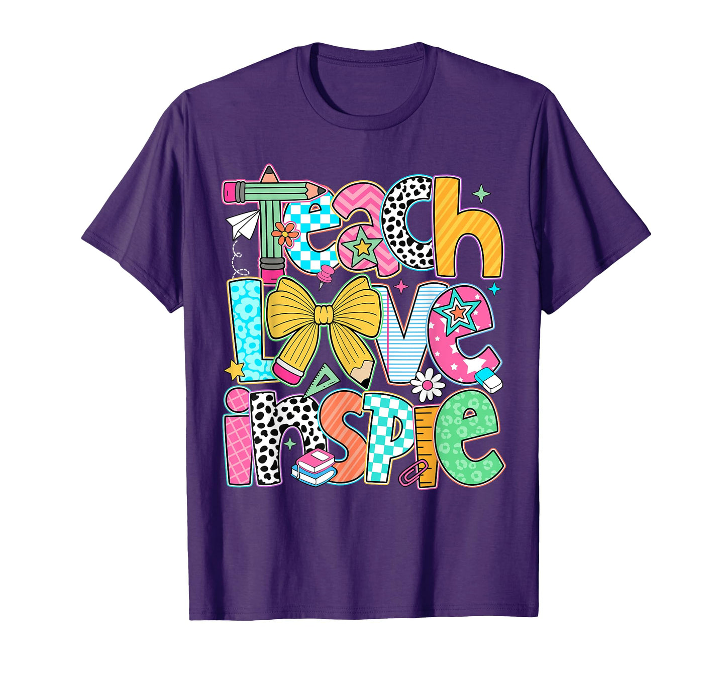 Teach Love Inspire Back To School Teacher Kids Boys Girls T-Shirt