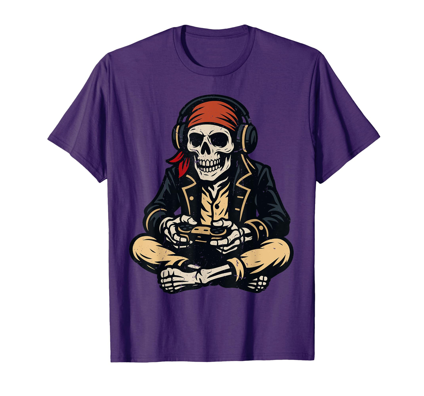Halloween Pirate Skeleton Gamer Video Gaming Boys Men Kids T-Shirt