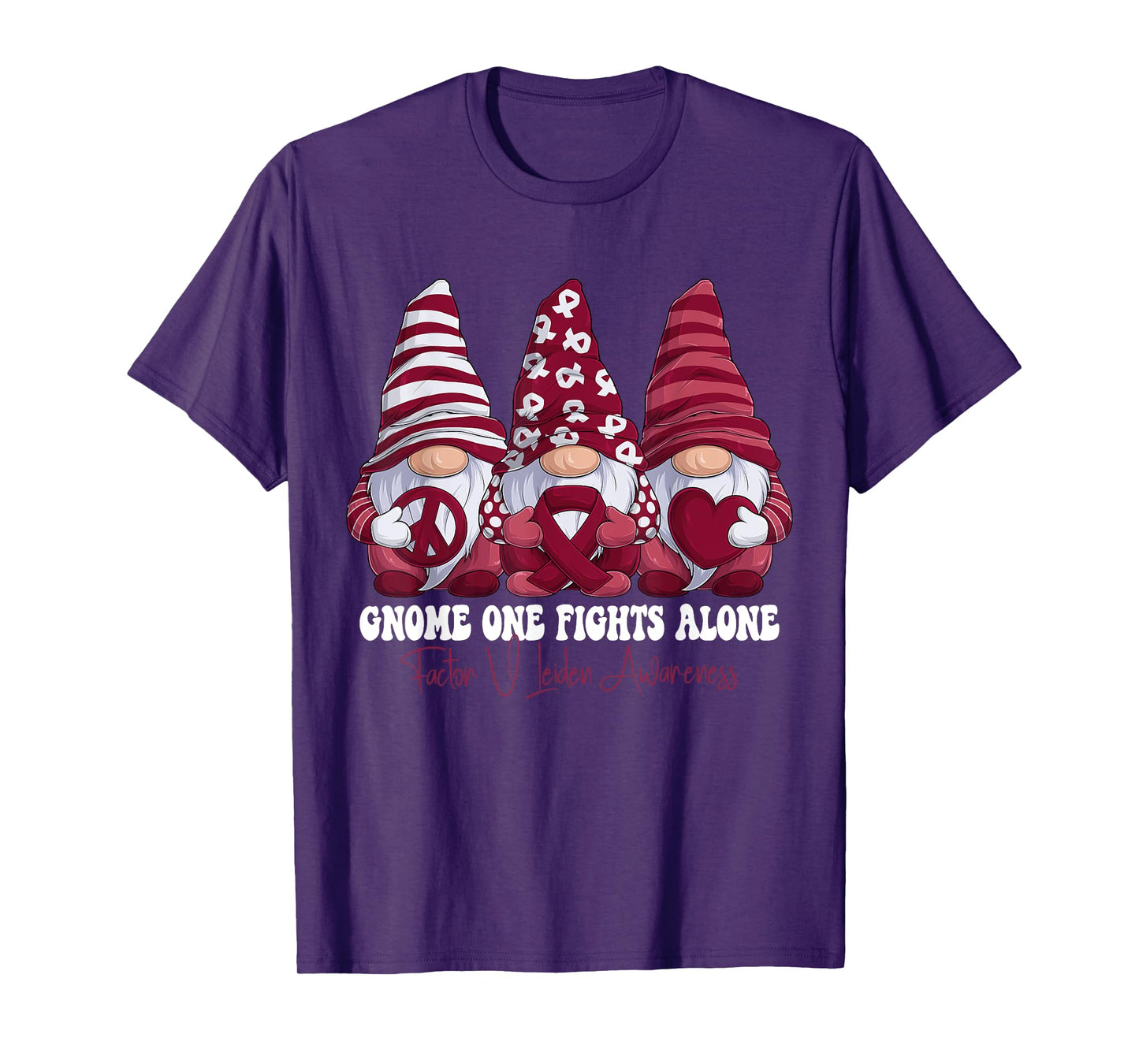 Factor V Leiden Awareness Month Burgundy Ribbon Gnomies T-Shirt