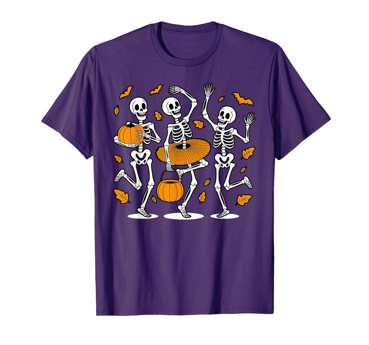 Dancing Skeleton Halloween Pumpkin Dance Girls Women T-Shirt