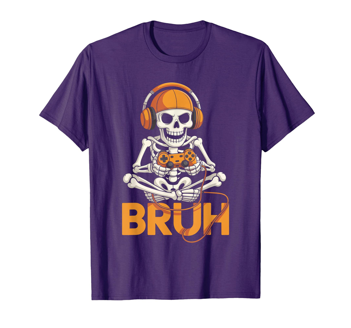 Bruh Halloween Boys Kids Gamer Mens Skeleton Video Gaming T-Shirt