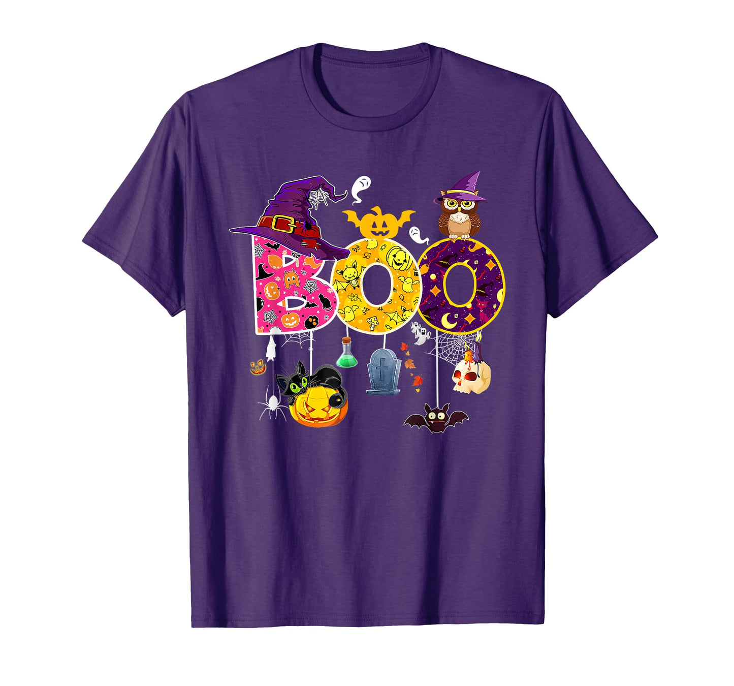 Boo Creepy Owl Pumpkin Ghost Spider Funny Halloween Costume T-Shirt