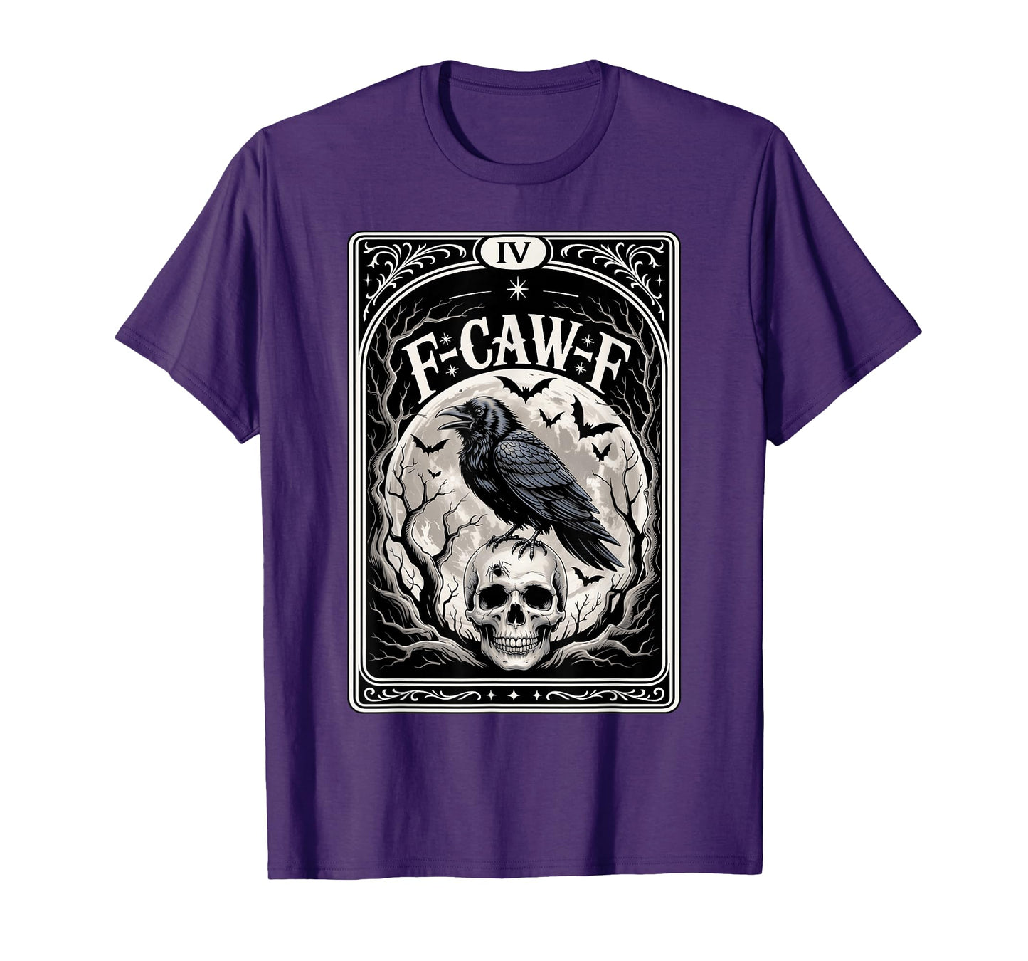 Black Crow F-Caw-F Funny Black Bird Moon Gothic Halloween T-Shirt