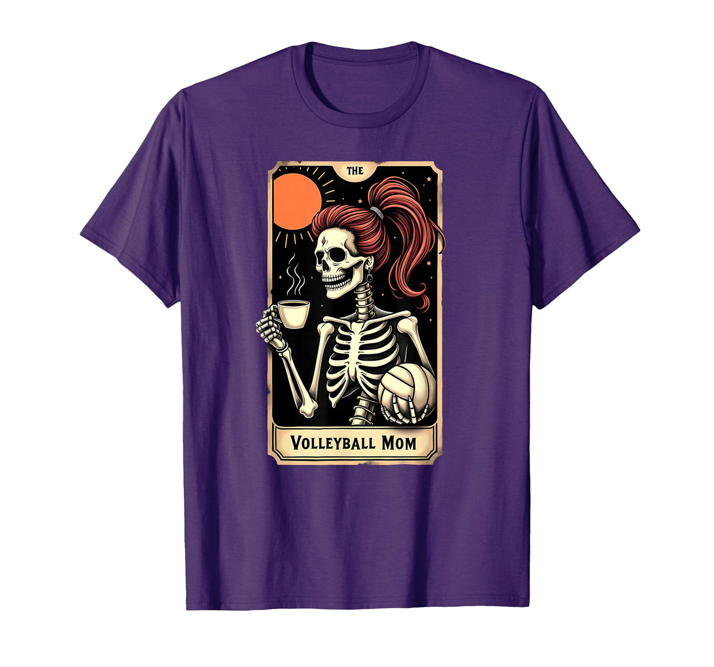 Gothic Tarot Card Skeleton Volleyball Mom Coffee T-Shirt