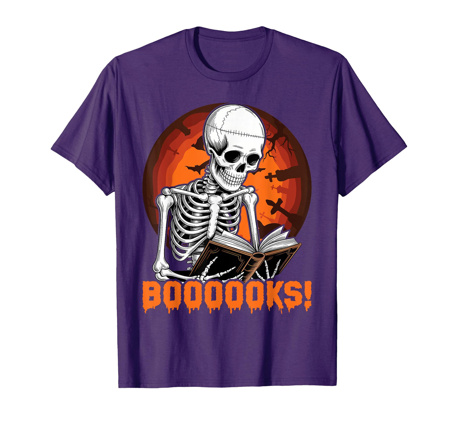 Skeleton Books Halloween Costume Funny Skull Reading T-Shirt