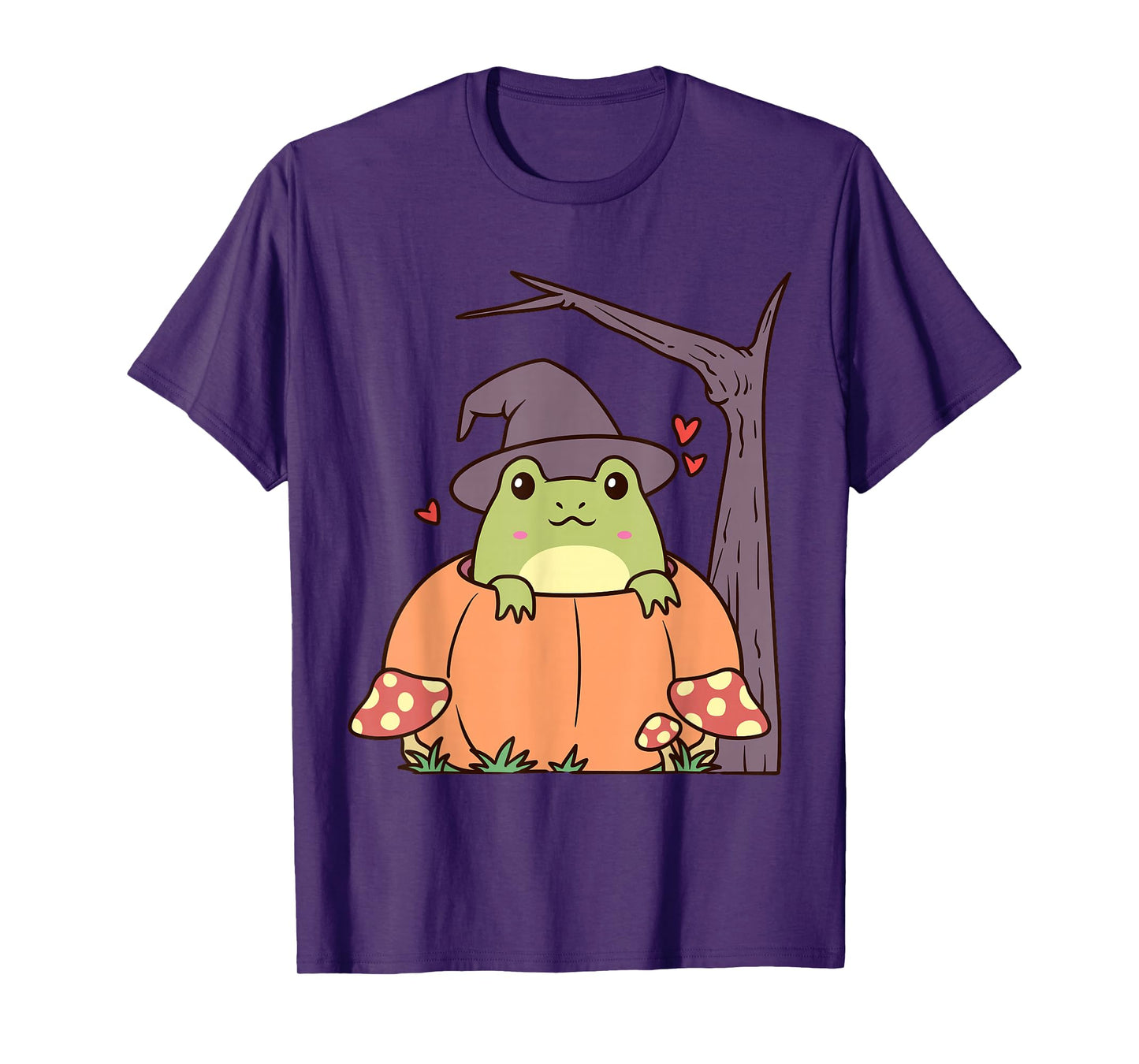 Cute Frog with Witch Hat Halloween Pumpkin T-Shirt