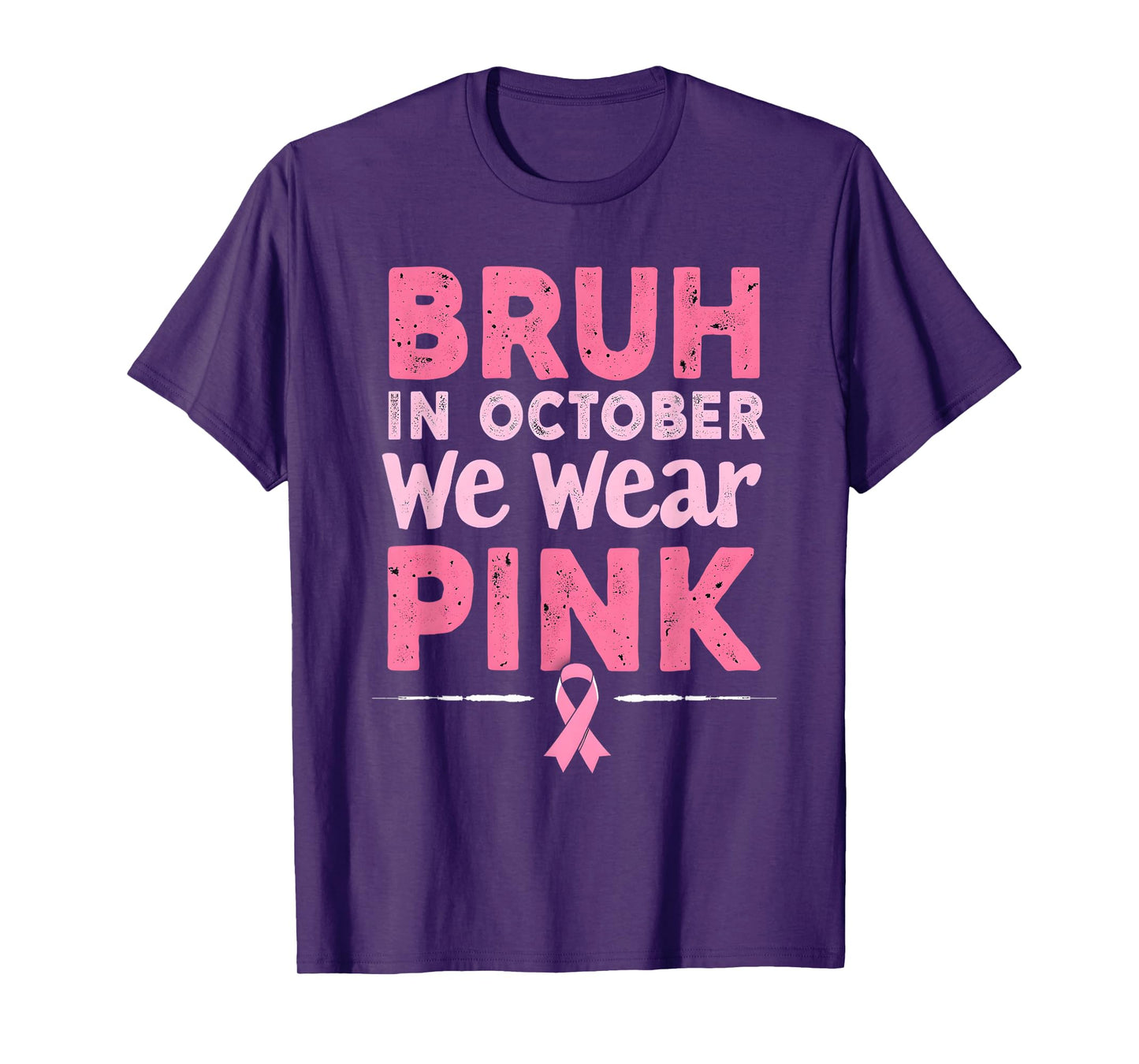 Breast Cancer Awareness Kids Boys Bruh In October Wear Pink T-Shirt