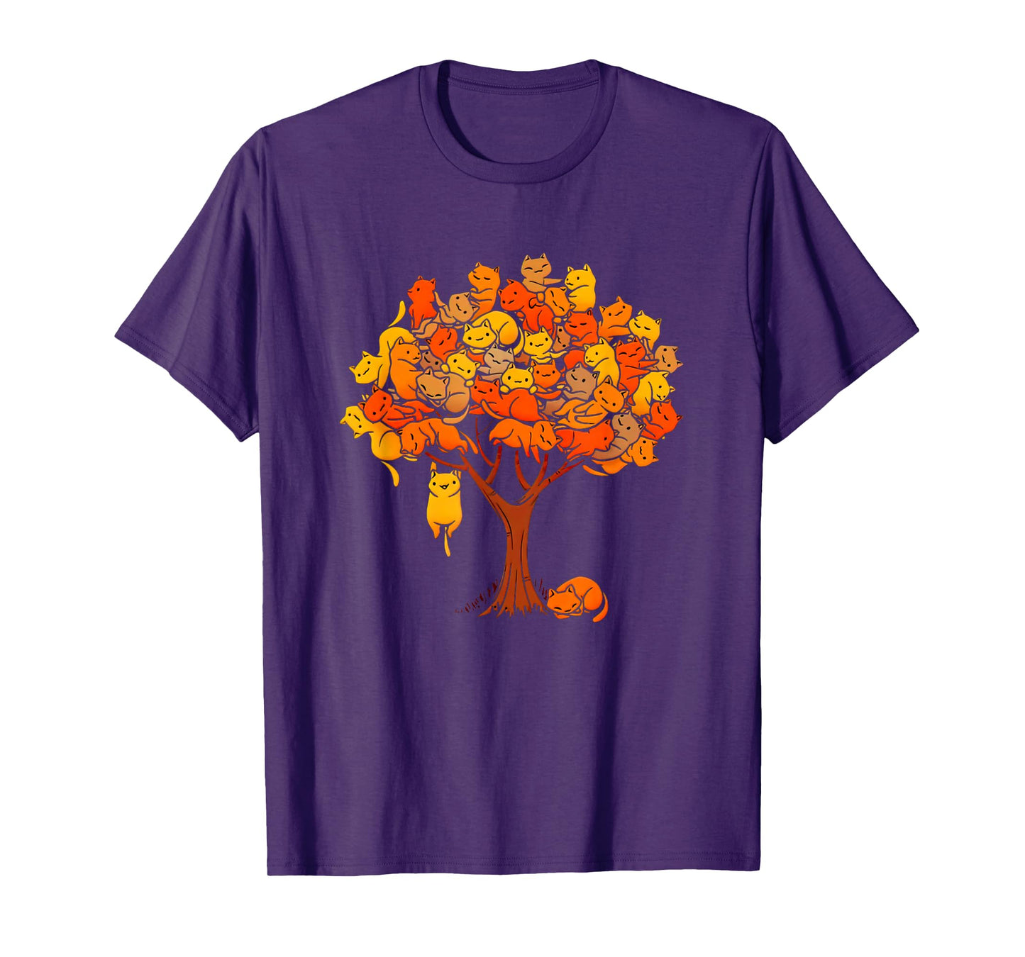 Cats And Tree Black Women's Cotton 100% T-Shirt