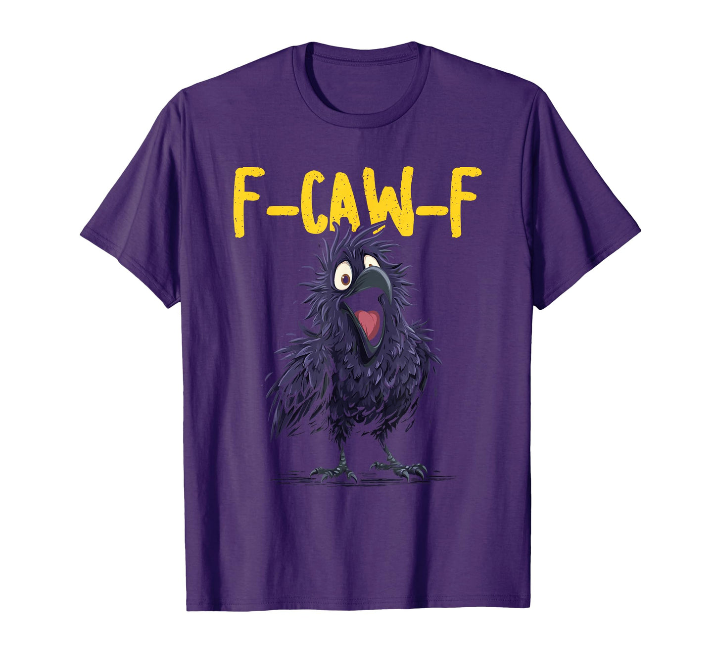 Funny Yellow F-Caw-F Black Crow Bird T-Shirt