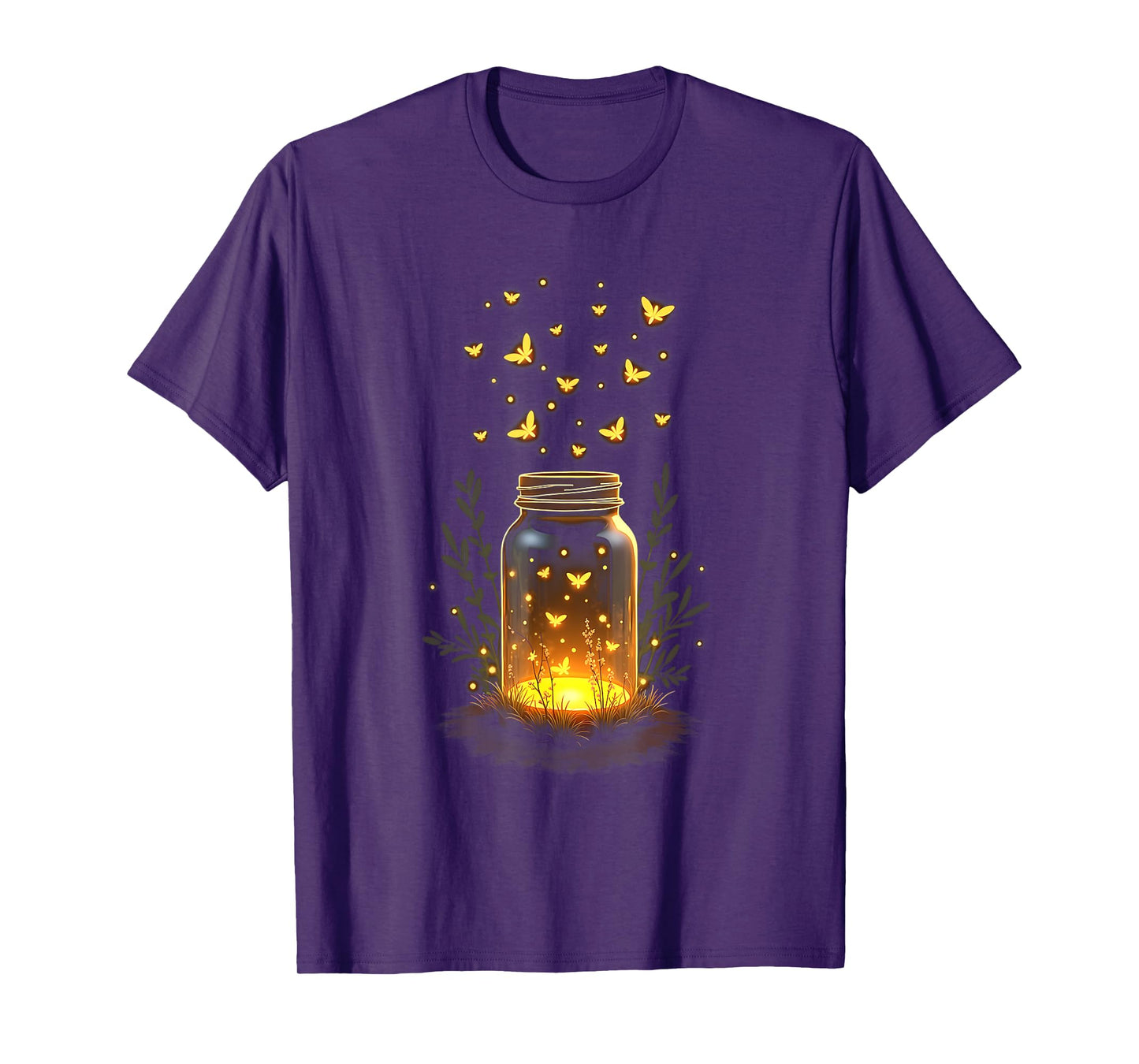 Fireflies In A Jar Nature Lover Glowing Insects Summer Night T-Shirt