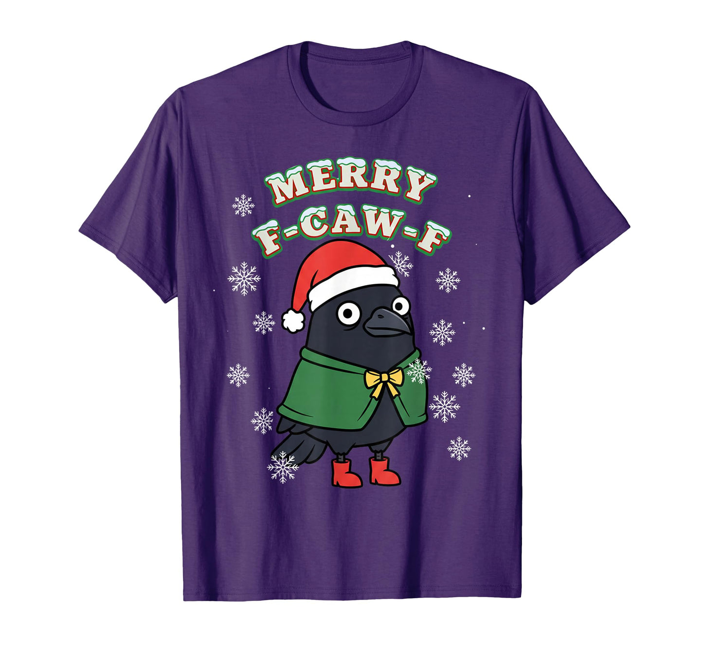 Merry F-CAW-F Black Crow FCAWF Christmas Holiday Funny Xmas T-Shirt