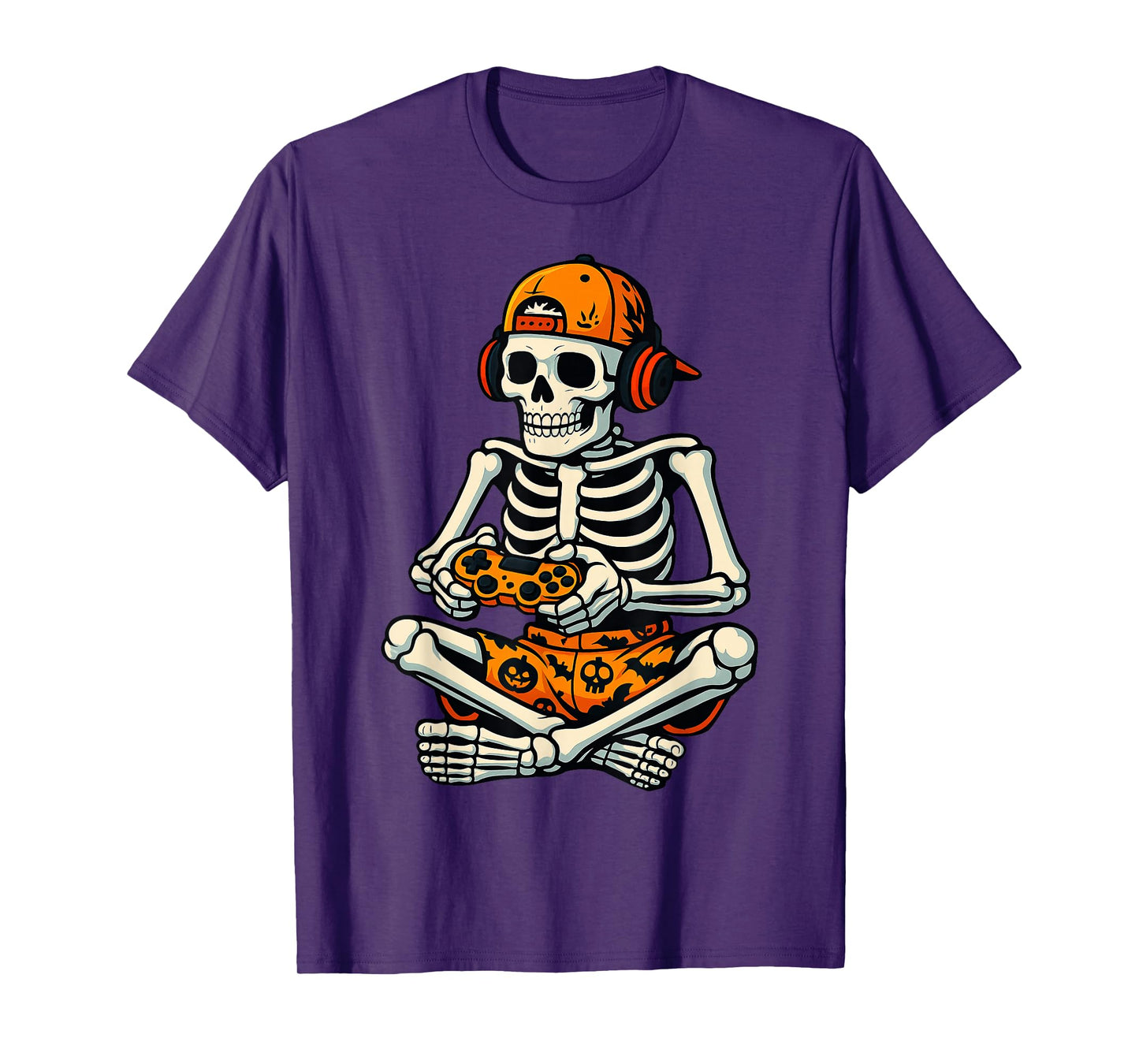 Skeleton Gamer Headphone Funny Halloween Gaming Boys Kids T-Shirt