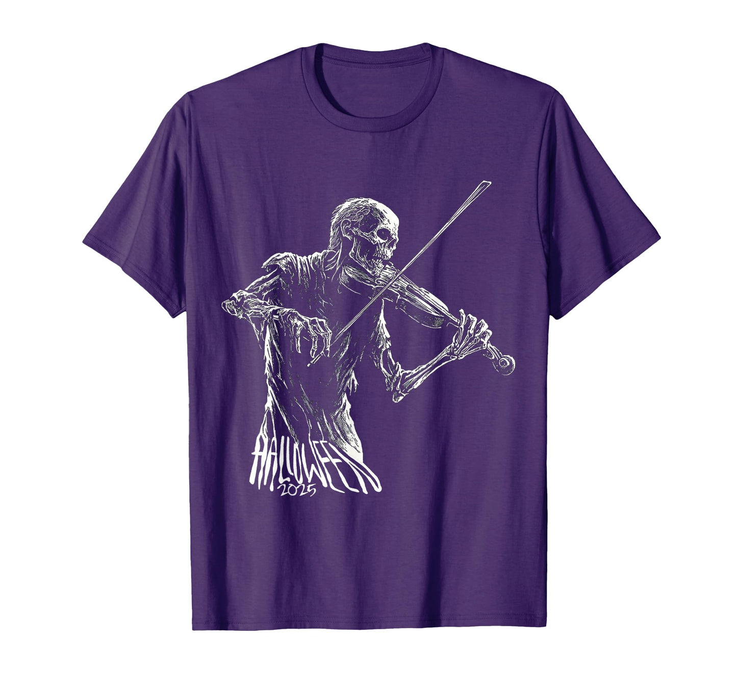 Halloween 2025 Skeleton Zombie Violin Music T-Shirt