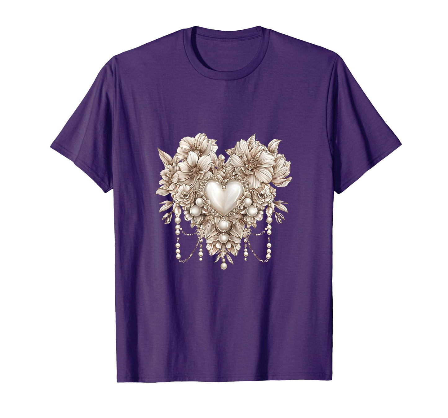 Blooming Love Pearls and Gemstone Jewel Artwork T-Shirt