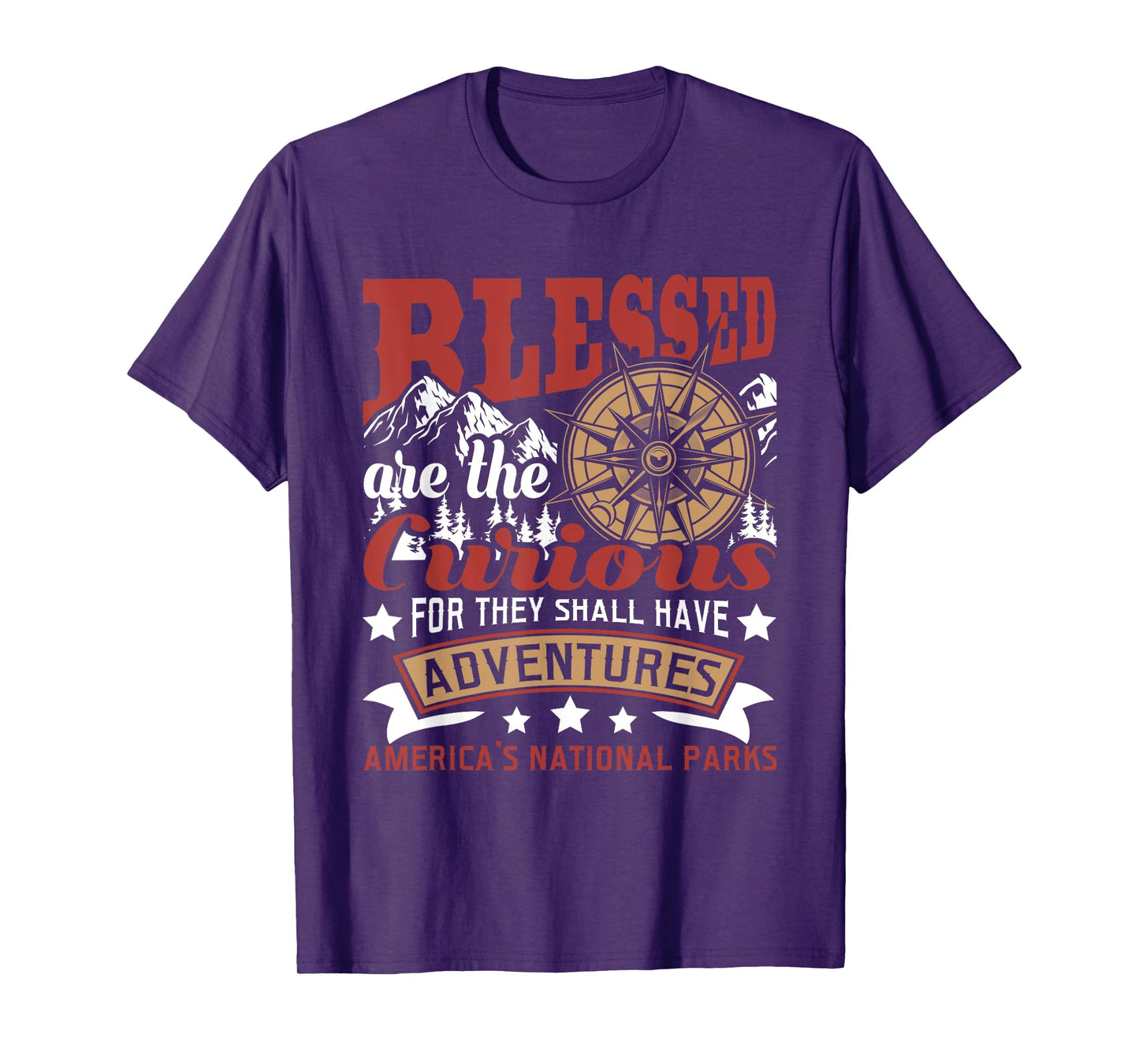 Blessed Are The Curious - US National Parks Hiking & Camping T-Shirt