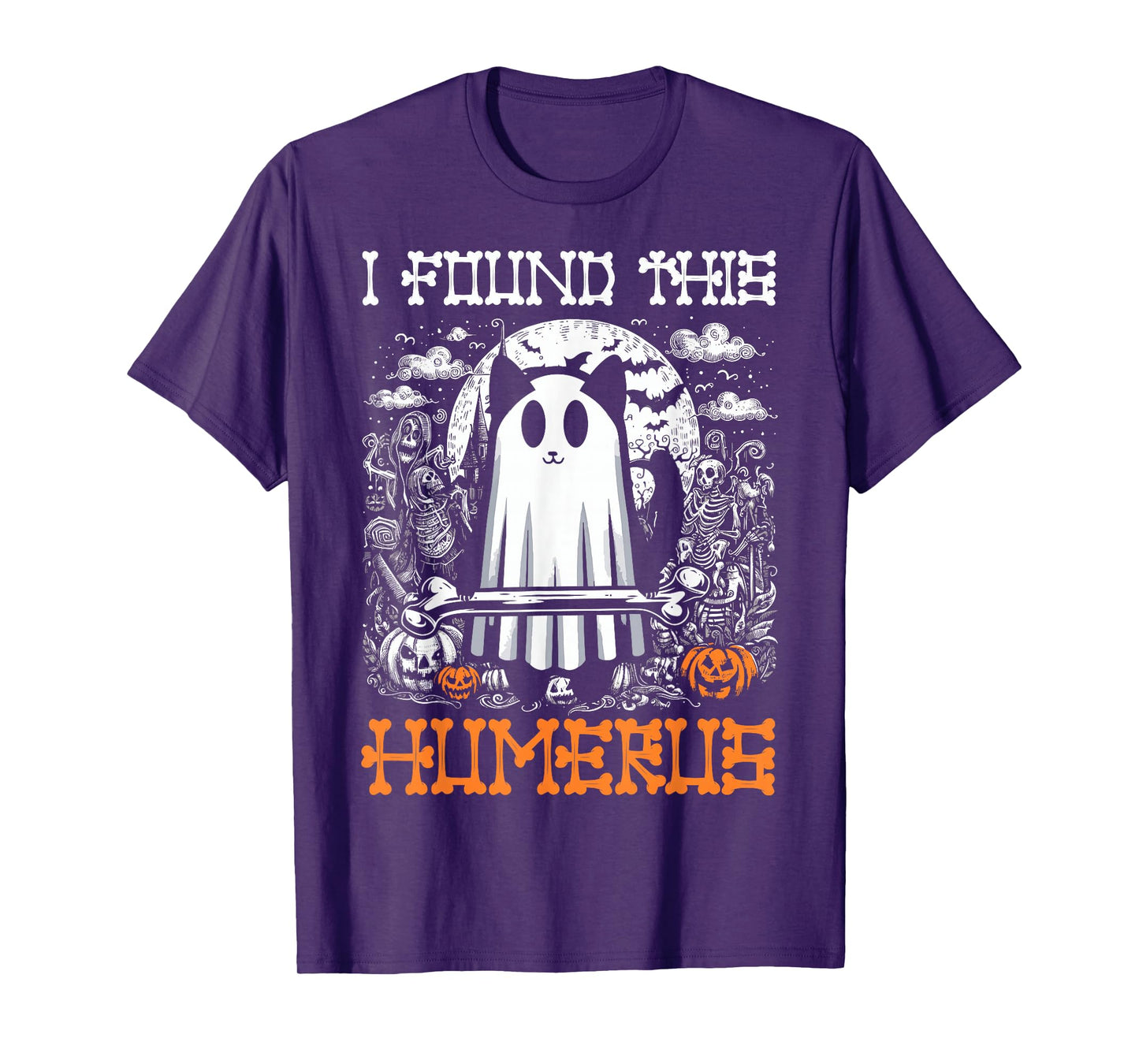 I Found This Humerus - Funny Cat Halloween T-Shirt