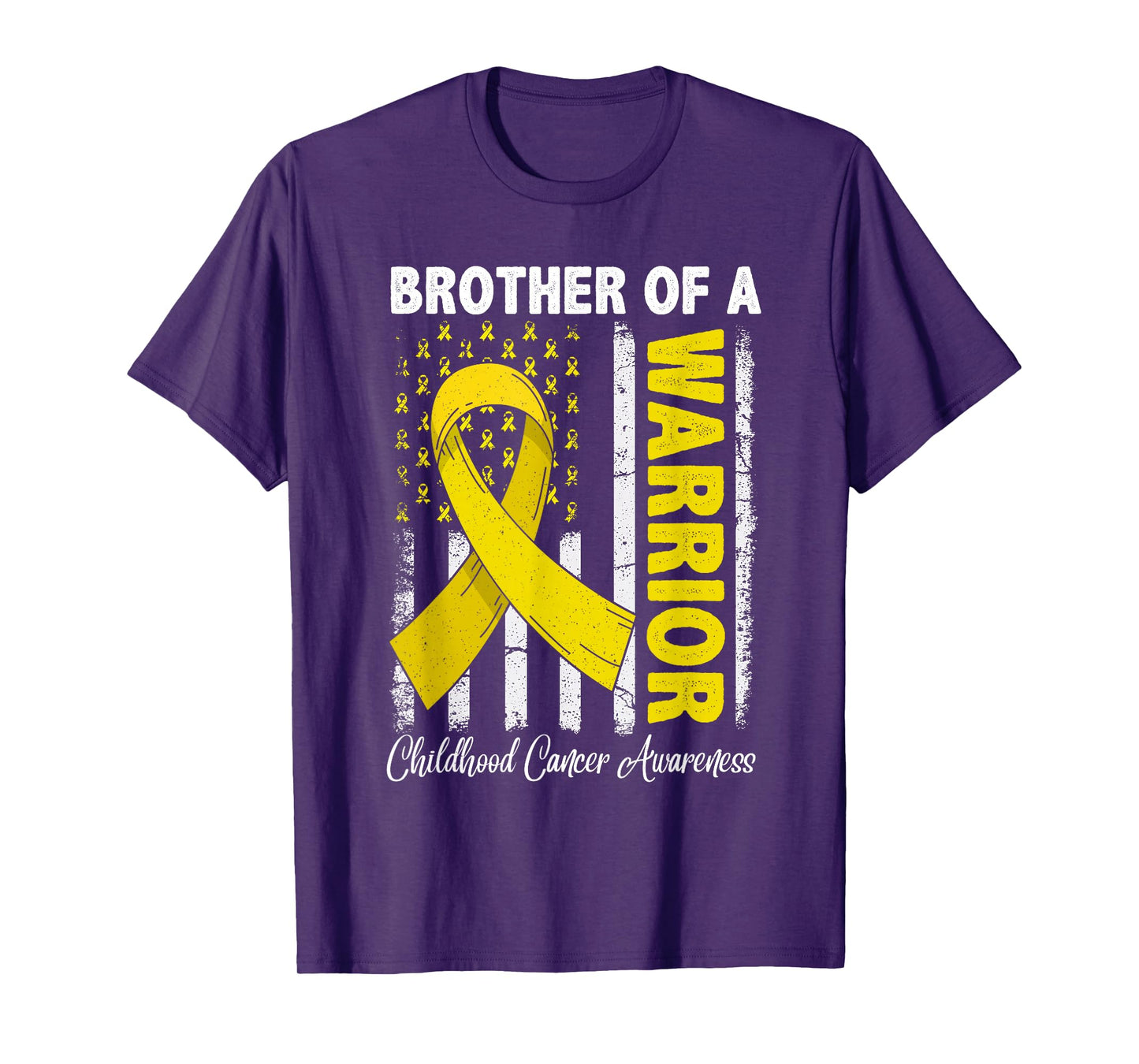 Brother Of A Warrior Childhood Cancer Awareness USA Flag T-Shirt