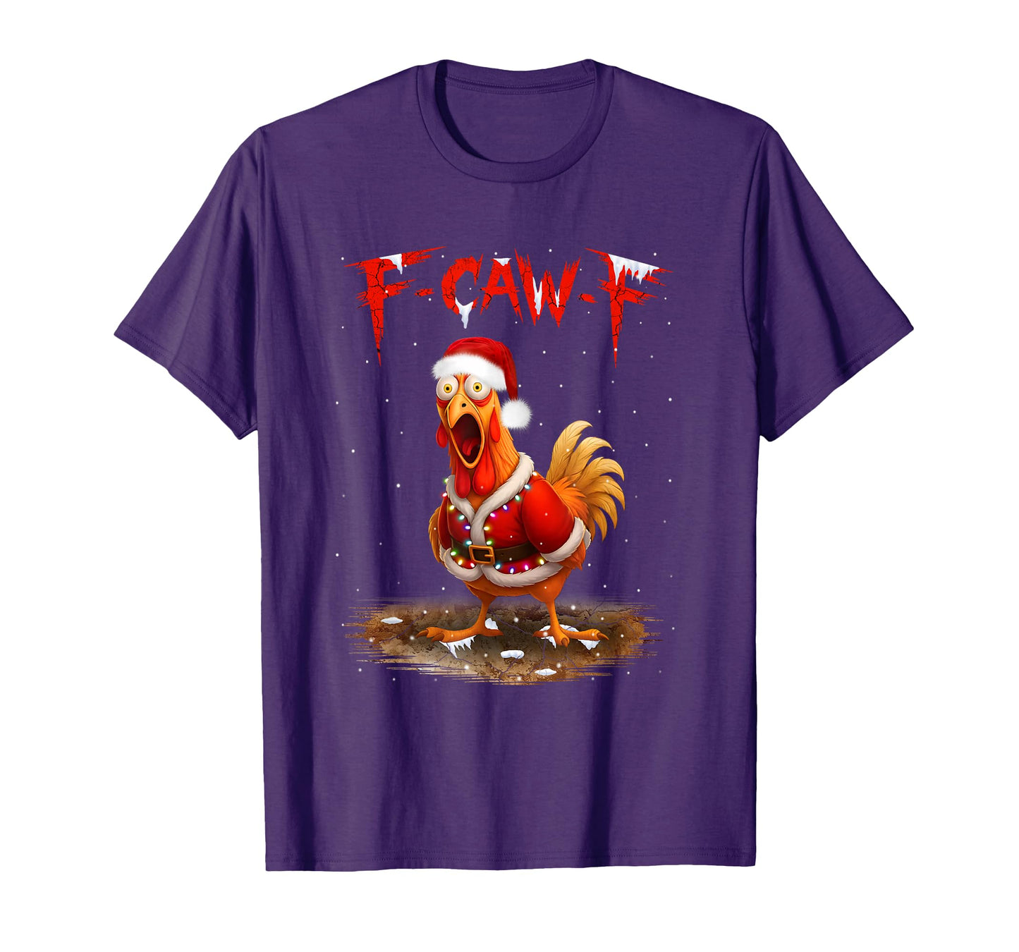 F-Caw-F Chicken Santa Funny Christmas Lights FCAWF T-Shirt
