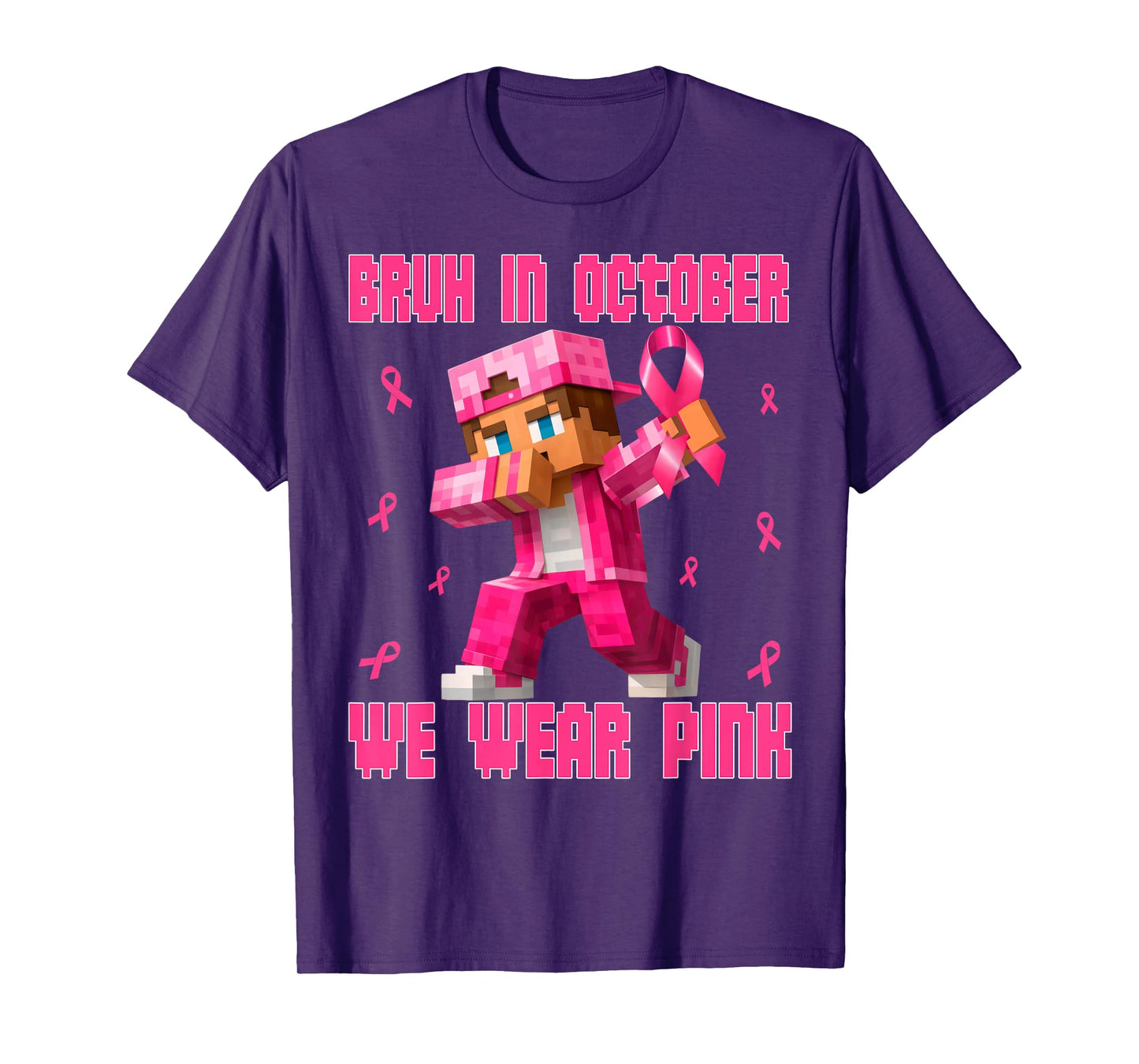 Breast Cancer Shirt Kids Boys Bruh in October We Wear Pink T-Shirt