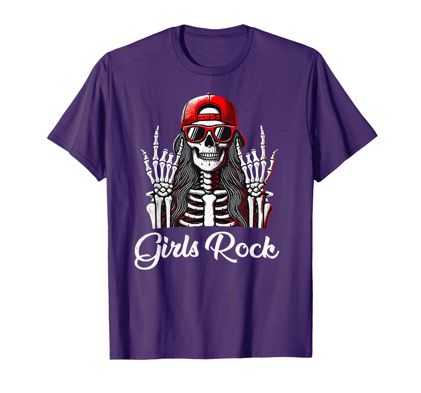 Girls Rock Rock'n Roll Girl Skeleton Rocker Cool Punk Rock T-Shirt