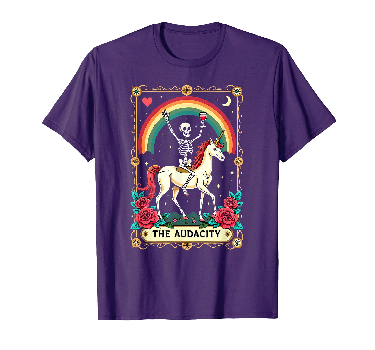 Gothic Skeleton Toasting The Audacity Unicorn T-Shirt