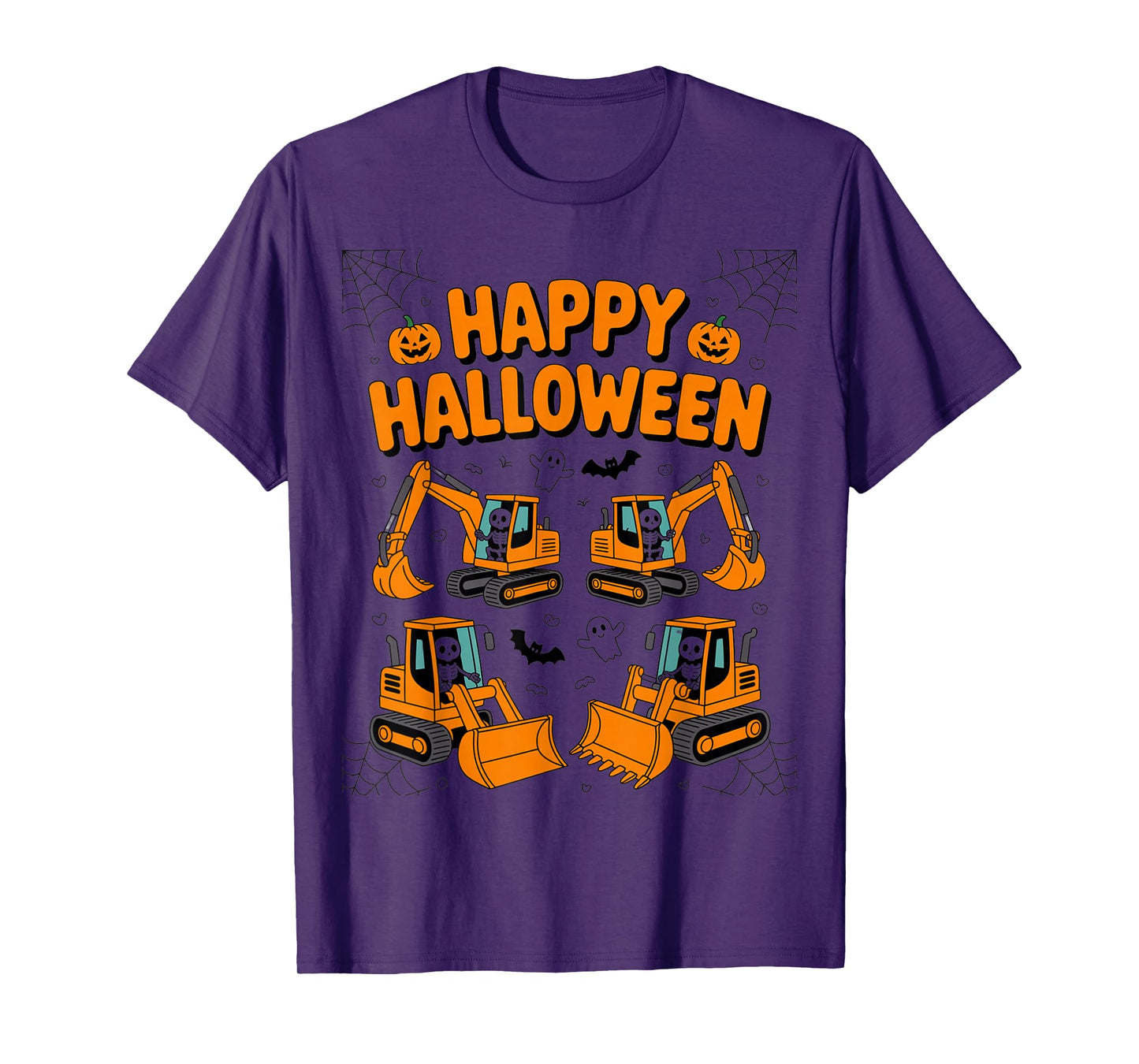 Happy Halloween Skeleton Drivers in Excavators T-Shirt