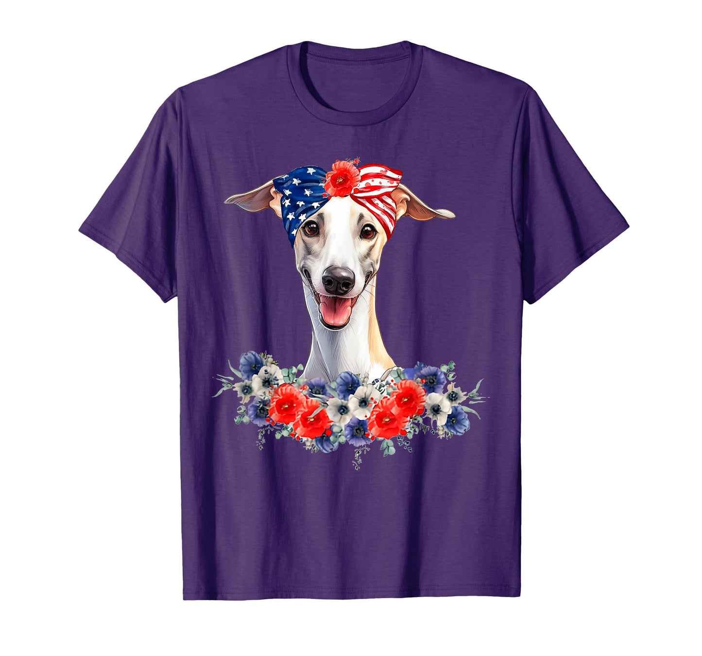 Whippet Dog Bandana American Flag 4th Of July T-Shirt