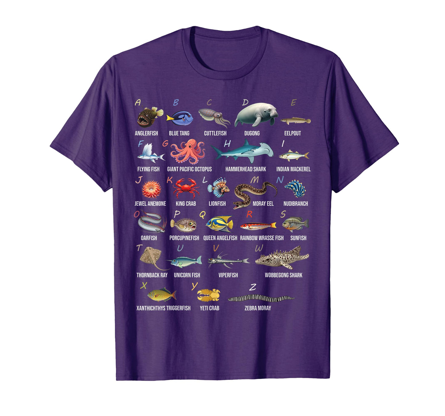 A-Z Ocean Life Alphabet Marine Creatures Exploration T-Shirt