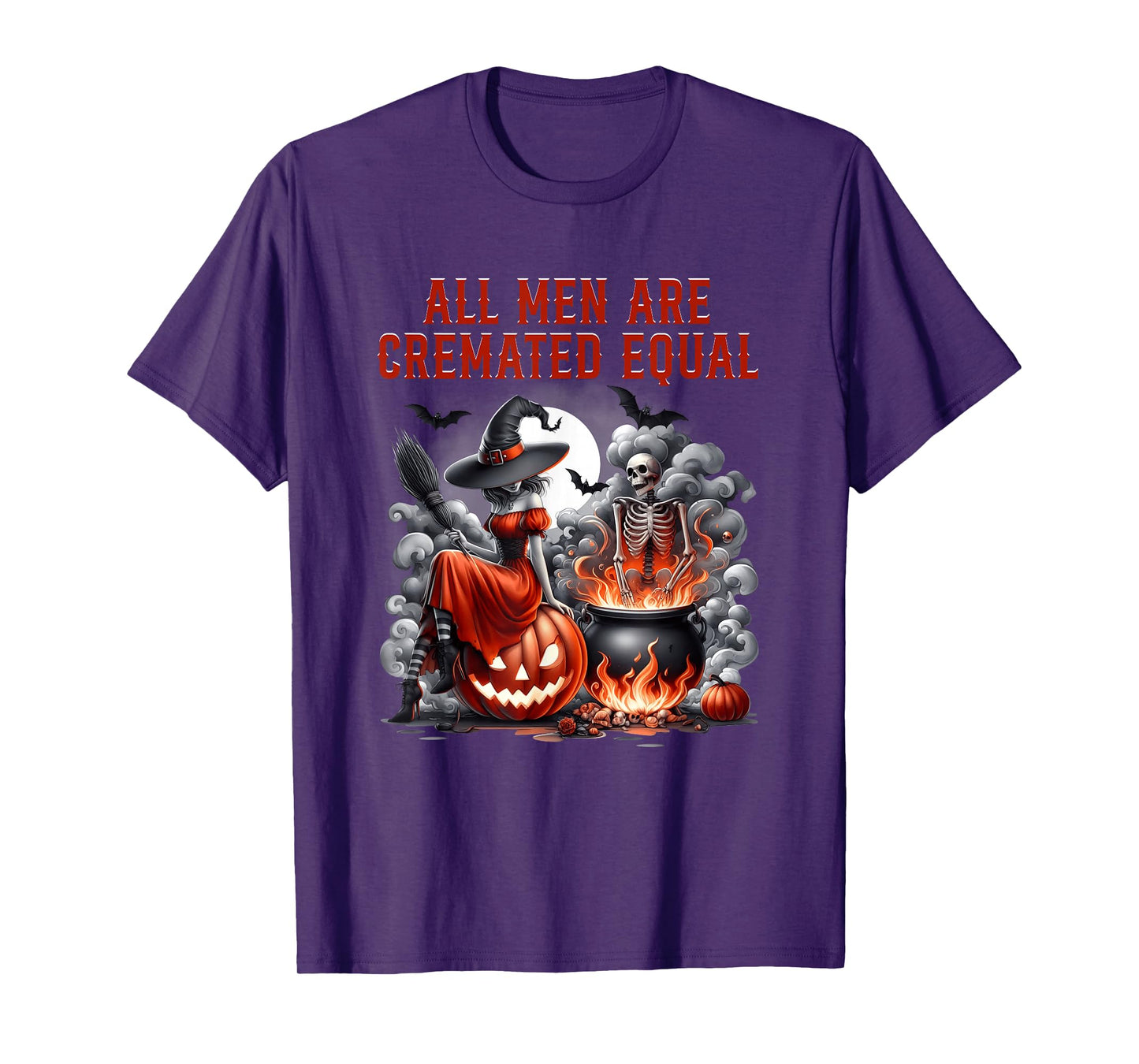 All Men are Cremated Equal Witch Skeleton Cauldron Halloween T-Shirt