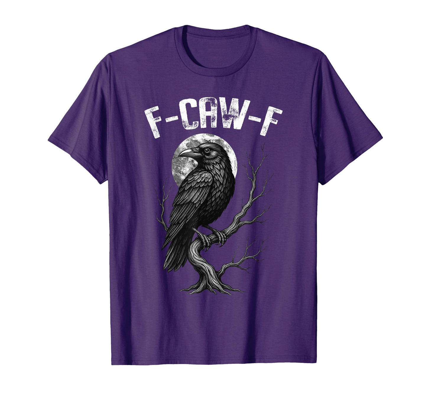 Funny F-Caw-F Halloween Crow Black Bird Moon Raven T-Shirt