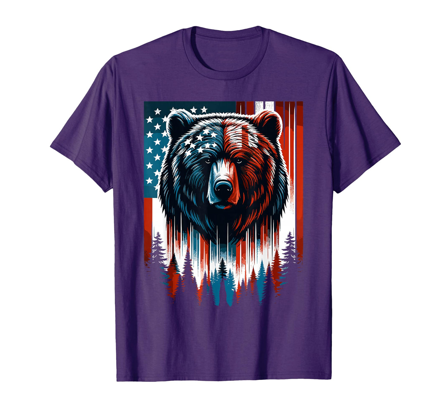 Bear American Flag Shirt Wildlife 4th of July Patriotic T-Shirt