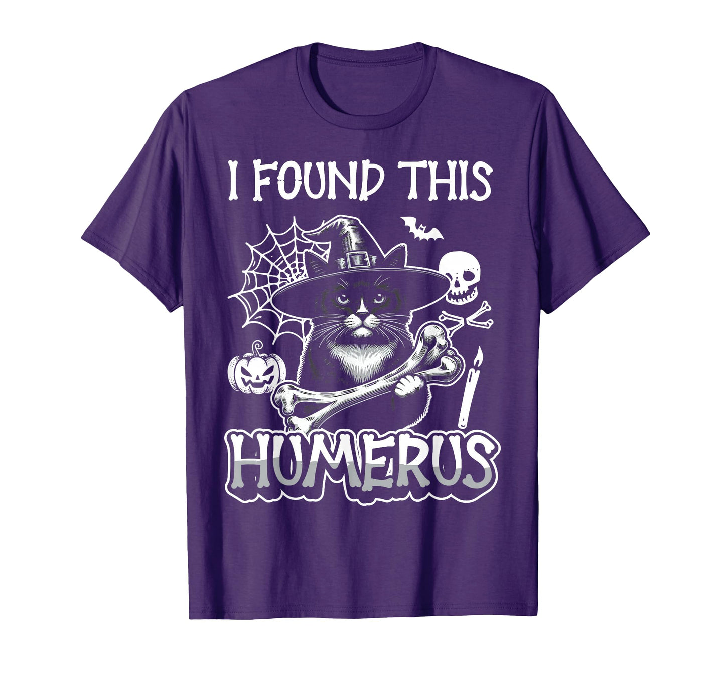 I Found This Humerus - Funny Cat Halloween T-Shirt