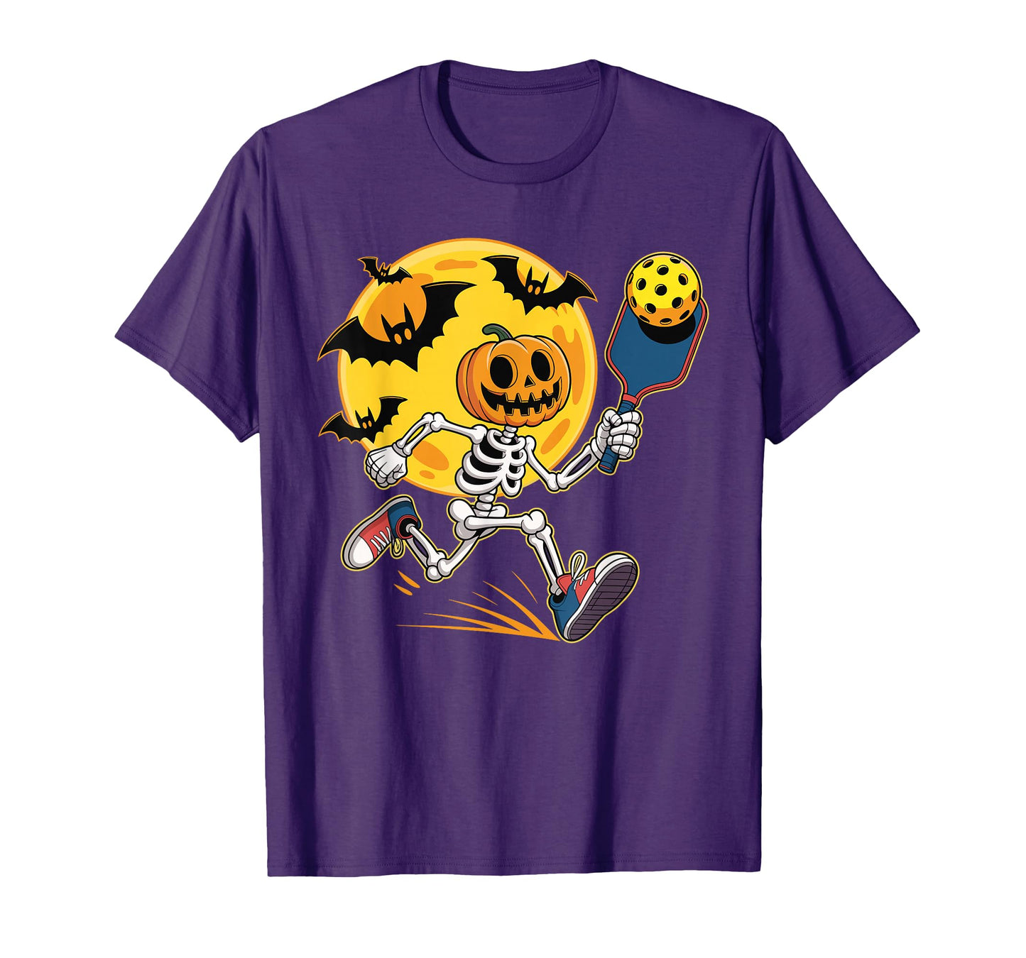 Funny Pumpkin Head Skeleton Pickleball Halloween Spooky Game T-Shirt