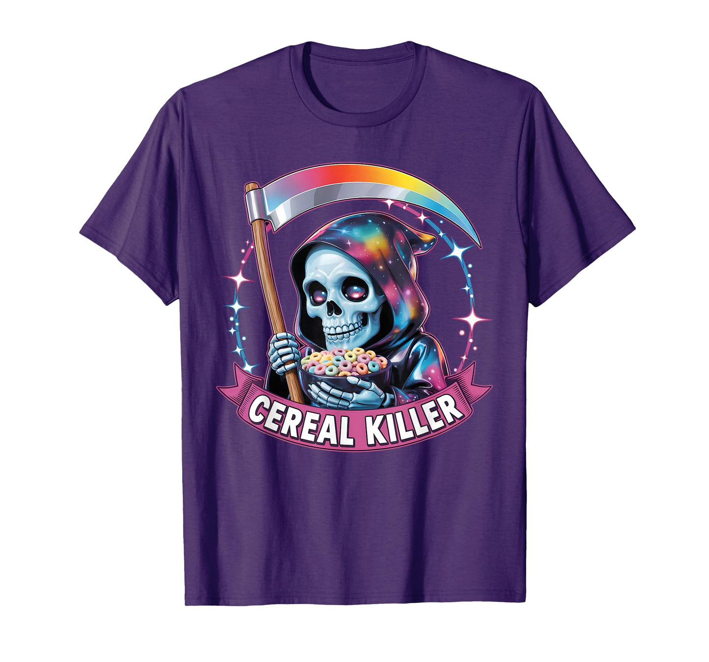 Cereal Killer Spooky Pastel Vaporwave Grim Reaper Halloween T-Shirt
