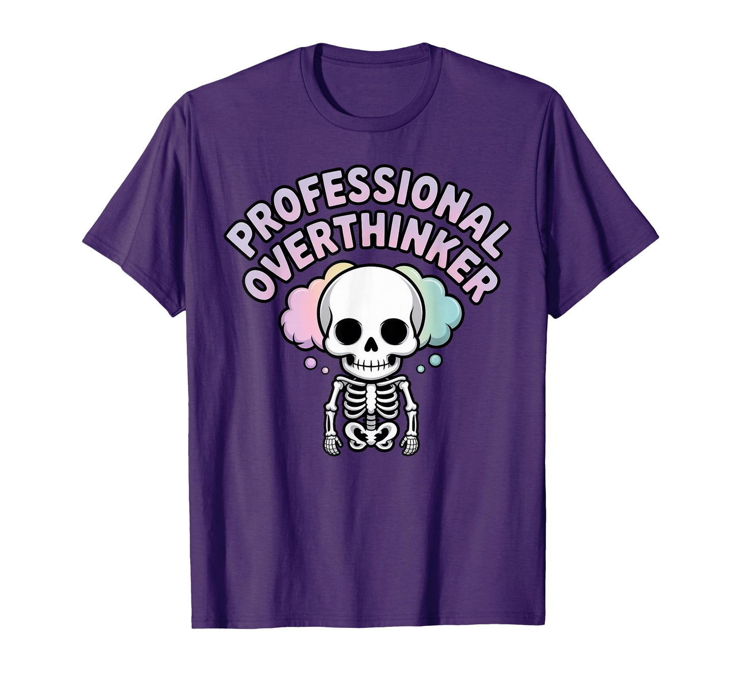 Professional Overthinker Skeleton with Thought Bubbles T-Shirt