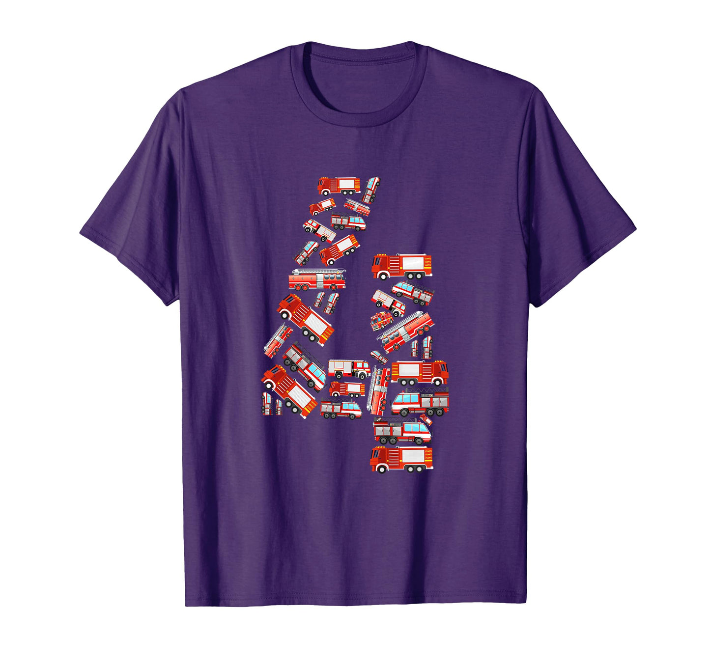 Kids Fire Truck, 4th Birthday Boy, 4 Year Old Toddler Firefighter T-Shirt