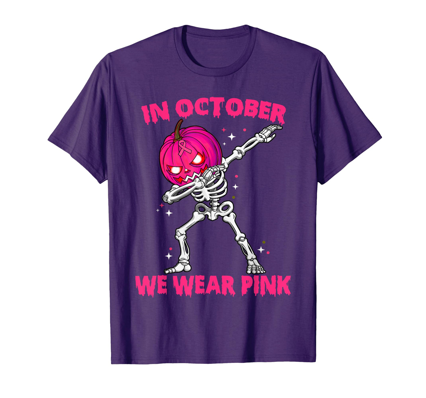 In October We Wear Pink Breast Cancer Pumpkin Halloween Boys T-Shirt