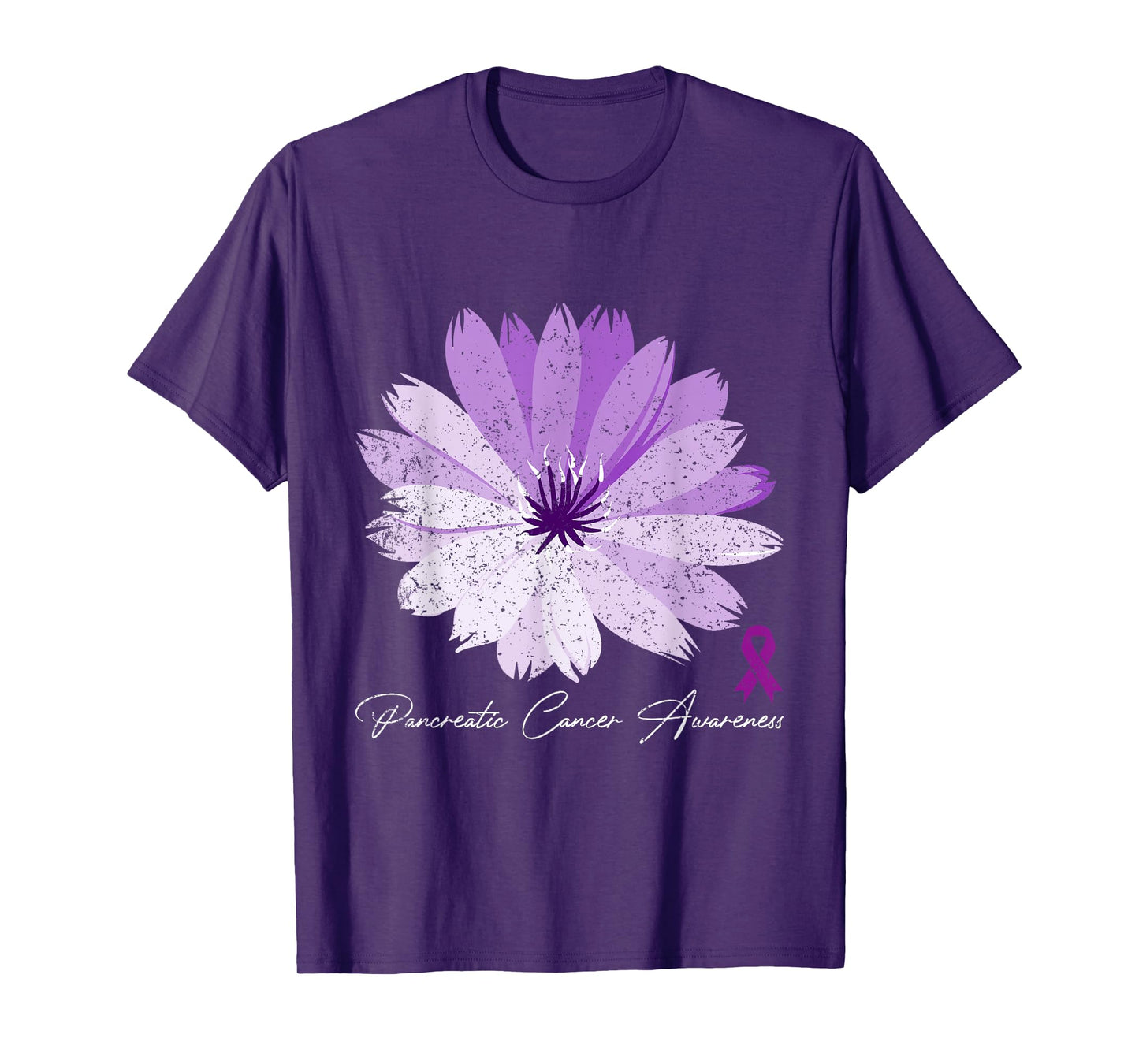 Flower Purple Ribbon Pancreatic Cancer Awareness T-Shirt