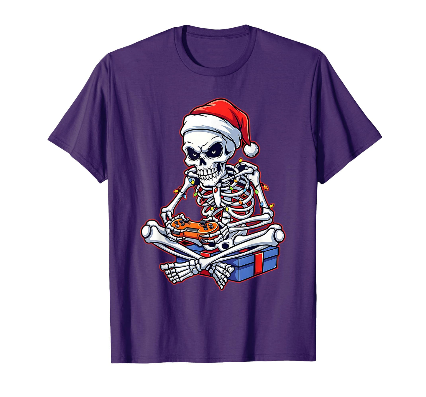 Christmas Skeleton Gamer Video Gaming Funny Skeleton T-Shirt