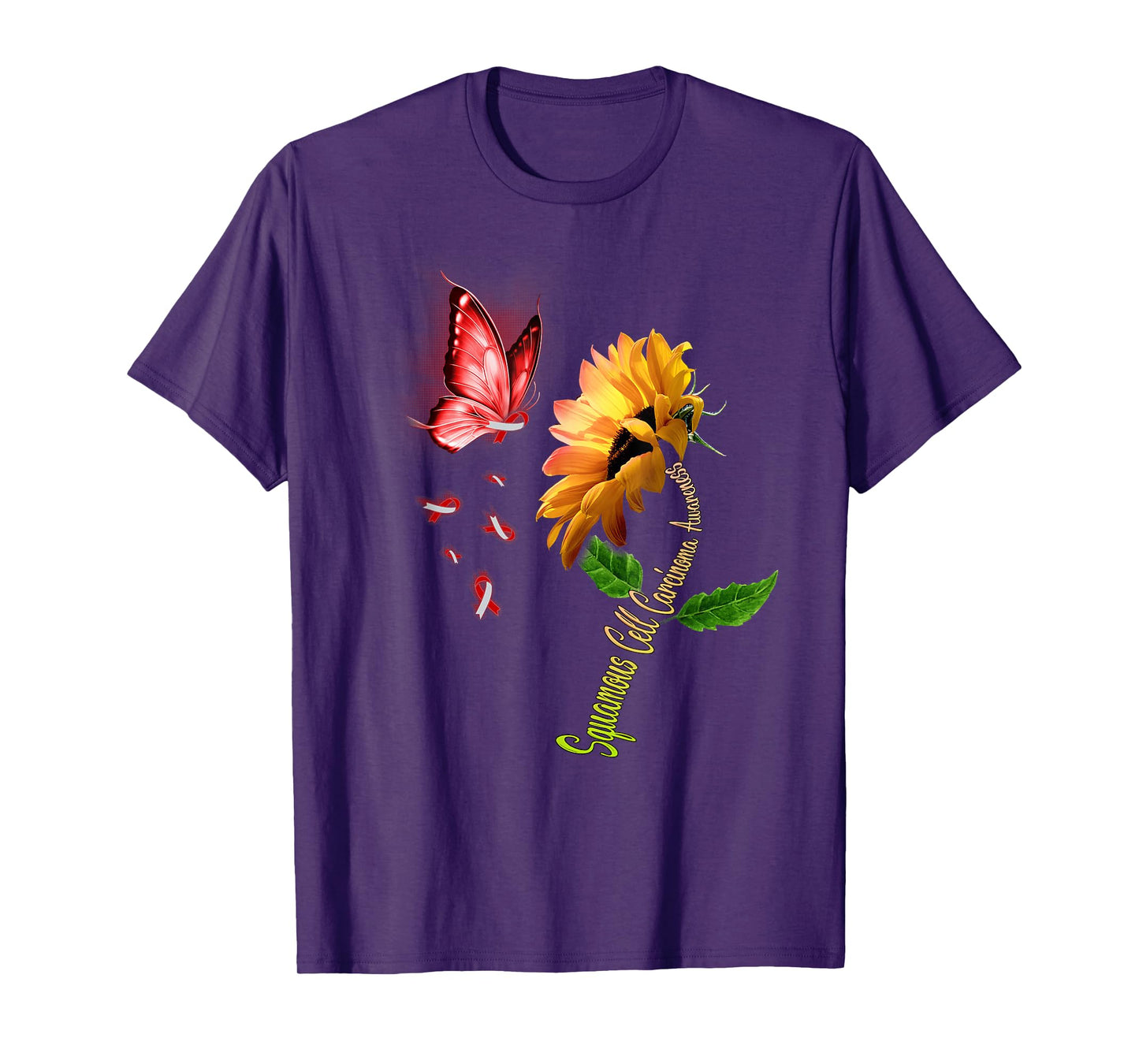 Butterfly Sunflower Squamous Cell Carcinoma Awareness T-Shirt