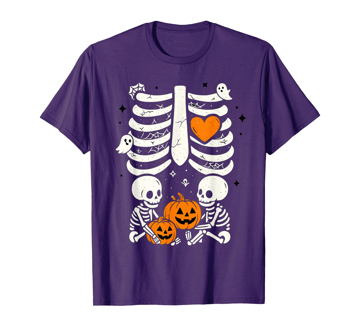 Skeleton Baby Twins Halloween Pregnancy Announcement Mom T-Shirt
