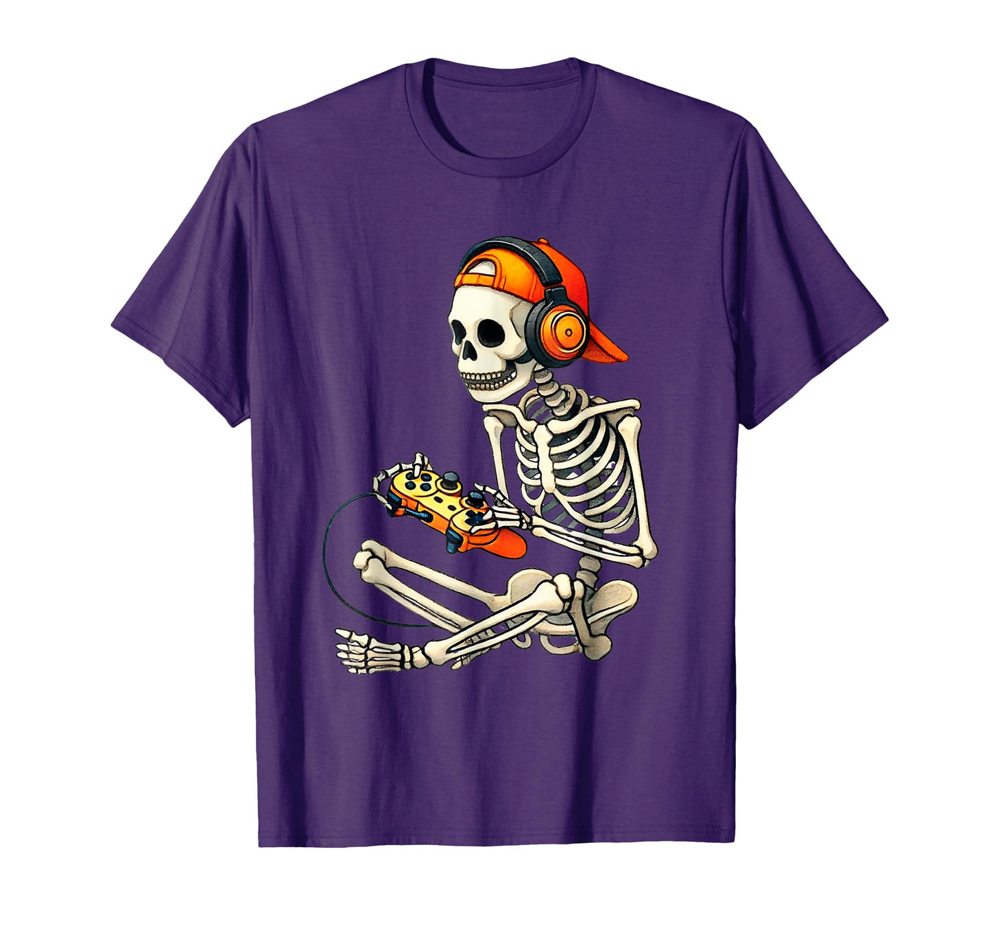 Halloween Skeleton Gamer Video Gaming Boys Men Kids Tees T-Shirt