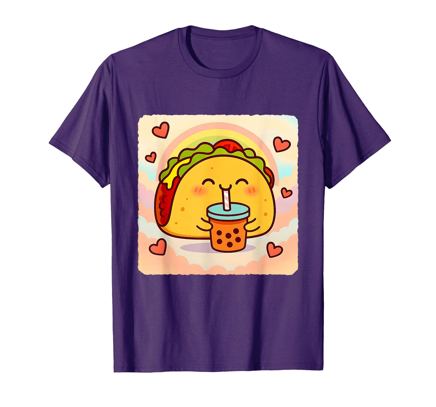 Taco Bubble Tea Lover Cute Anime Kawaii Rainbow T-Shirt