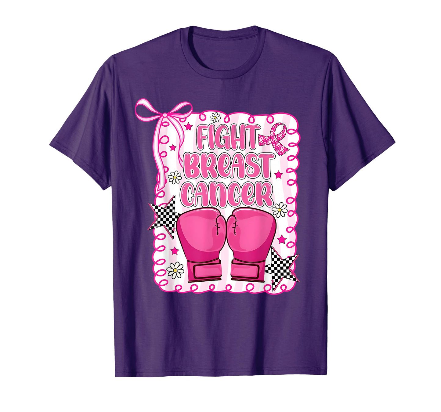 Fight Breast Cancer Boxing Gloves Pink Ribbon Warrior T-Shirt